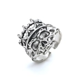 Gothische schedel kroon open ring in vintage zilveren afwerking en punk stijl - Open (Ring-302) / Zilver