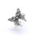 Gothic butterfly open ring with vintage oxidized silver finish and detailed wing texture - Silver