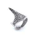 Anello stile armatura vintage argento con rilievi di fiamme e design punk gotico uomo - Argento