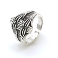Gothic retro skeleton hands silver metal ring with adjustable open design on white background - Silver