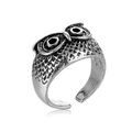 Verstellbarer Eulen-Ring im Vintage-Silber-Look mit detaillierter Federgravur für Herren - Eule