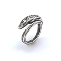 Vintage Silber Krokodil Ring mit realistischer Textur und Punk 3D Tierdesign Schmuck - Silber