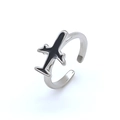 Minimalist silver airplane ring with adjustable open band for women and men - Airplane Shape (Adjustable Open) / Silver