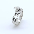 Minimalist silver rabbit-shaped open ring featuring detailed carved animal features - Silver