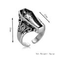 Verstelbare punk kist ring met reliëf snijwerk en vintage zilveren afwerking - Zilver
