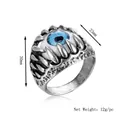 Gothic punk devil eye ring with vintage claw design and realistic blue eyeball - Silver