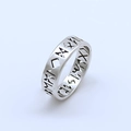 Minimalist silver geometric ring with engraved Nordic runes on polished metal surface - Silver
