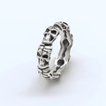 Gothic punk style skull ring for men and women in vintage silver finish alloy metal - Silver