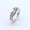 Vintage silver Horus eye and Ankh sign ring with adjustable open band design - Silver