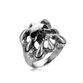 Vintage silver skull ring with gothic claw design and distressed metal finish for men - Grinning Skull