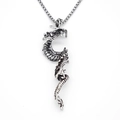 Collana con ciondolo a forma di drago in stile retrò con catena a scatola - Argento