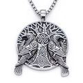 Wikinger Yggdrasil Weltenbaum Anhänger Halskette aus silbernem Edelstahl für Unisex - Silber