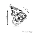 Vintage hollow peacock open ring in retro silver alloy finish with adjustable band size - Silver