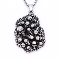 Collar de acero inoxidable con colgante de calavera estilo punk retro para hombre - Plateado