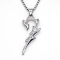 Collana argento Cyber Y2K con pendente a fiamma astratta e catena veneziana - Argento