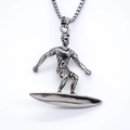 Minimalistische roestvrijstalen surfer hanger ketting met klassieke boxketting voor unisex - Zilver