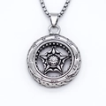 Collana con ciondolo a stella punk vintage in argento con numeri romani e girasole - Argento
