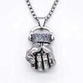 Punk-Stil Silber Faust Anhänger Halskette mit Edelstahl-Box-Kette für Street-Fashion-Looks - Silber