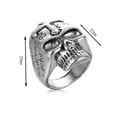 Adjustable gothic skull ring with anchor engraving and vintage silver finish - Silver