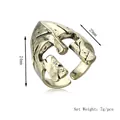 Golden Spartan helmet open ring for men in retro style with vintage engraved finish - Silver
