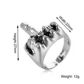 Adjustable open ring with unique middle finger gesture design in retro vintage silver alloy - Silver