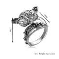 Vintage adjustable fox ring for men in retro silver finish with detailed carvings - Fox Head Style (Ring-104) / Silver
