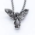 Poliertes Silber-Halsketten-Set mit betendem Engel-Anhänger und feiner Gliederkette für Damen - Silber