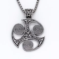 Collier pendentif Triskèle nœud celtique pour homme avec chaîne maille box argentée - Argenté