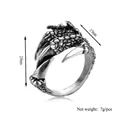 Retro drakenklauw ring in antiek zilveren afwerking met schubtextuur en afmetingen - Zilver