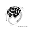 Retro black rose flower alloy ring with vintage finish, size 27mm x 19mm, weight 7g - Silver