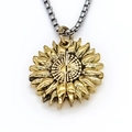 Collier avec pendentif tournesol doré et chaîne maille vénitienne, bijou créatif - Or