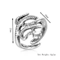 Retro octopus snake ring in antique silver finish with detailed scale texture and open design - Silver