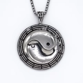 Vintage Yin-Yang Tai-Chi achteckiger Anhänger Halskette mit silberner Boxkette - Silber