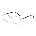 Gafas retro cuadradas de acero inoxidable plateado con puntas negras y puente de silla metal - Plateado