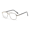Gafas retro de doble puente con montura metálica dorada y patillas negras - Dorado