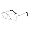 Gafas modernas de acero inoxidable plateado con montura cuadrada para un estilo minimalista - Plateado