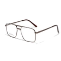 Retro square stainless steel pilot eyeglasses in bronze finish with textured temples - Brown