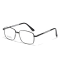 Monturas de gafas cuadradas clásicas de acero inoxidable negro SA8510 para diario - Negro