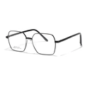 Montura de gafas cuadrada negra de acero inoxidable con patillas hexagonales únicas - Negro