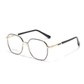 Gafas poligonales de acero inoxidable dorado con detalles negros para mujer - Dorado