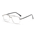Gafas de estilo aviador en acero inoxidable plateado con montura cuadrada y doble puente - Plateado