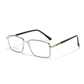 Montura de gafas cuadrada clásica de acero inoxidable en oro y negro de estilo business - Dorado