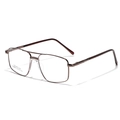 Vintage metal double-bridge square eyewear frame in stainless steel with a bronze finish - Brown