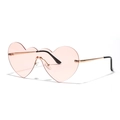 Lunettes de soleil cœur sans monture style Y2K avec verres roses et branches en métal doré - Rose Clair