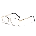 Montura de gafas cuadrada retro de acero inoxidable dorado con puntas de patilla negras - Dorado