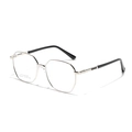 Gafas poligonales modernas con montura de acero inoxidable en plata y negro - Plateado