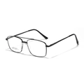 Classic black double-bridge square metal aviator glasses with stainless steel frame - Black