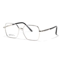 Montura de gafas cuadrada de acero inoxidable plateado con puente de silla unisex - Plateado
