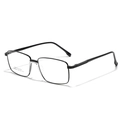 Gafas cuadradas clásicas de acero inoxidable negro con montura metálica de diseño vintage - Negro