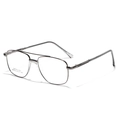 Montura de gafas estilo piloto retro con doble puente de acero inoxidable en color gris oscuro - Color gunmetal